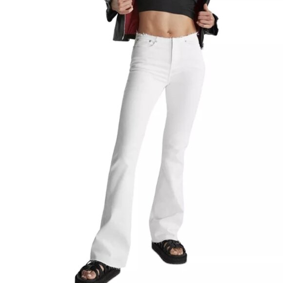 rag & bone Kinsley Low-Rise Flare Jeans – Optic White Size 25 NWT
